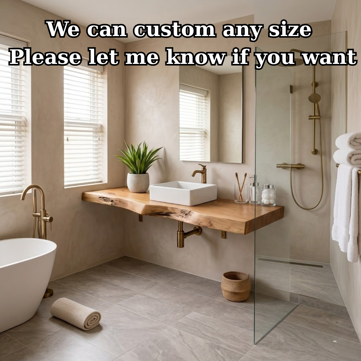 Floating Live Edge Solid Wood Bathroom Shelf Wall Mounted Natural Wood Vanity Top Kitchnce