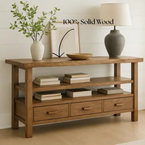 Handcrafted Solid Wood Console Table – Modern Rustic Elegance Kitchnce
