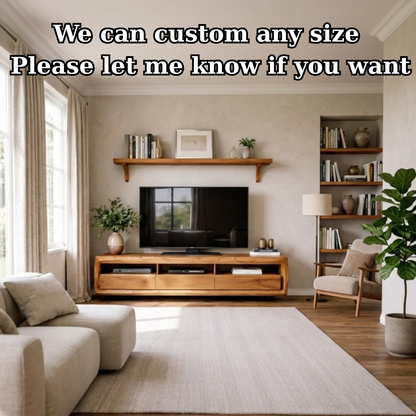 Solid Wood TV Stand with Drawers and Open Shelf – Rustic Modern Wooden Media Console Kitchnce