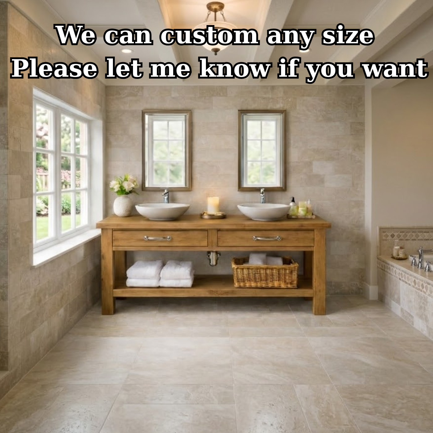 Solid Wood Double Bathroom Vanity with Drawers and Open Shelf Storage Kitchnce