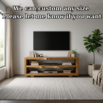 Rustic Solid Wood TV Stand with Open Shelves for Modern Living Rooms Kitchnce