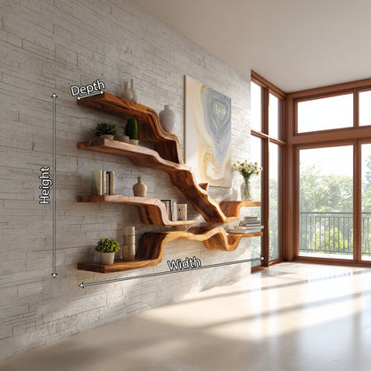Sculptural Wall-Mounted Shelf With Flowing Open Display