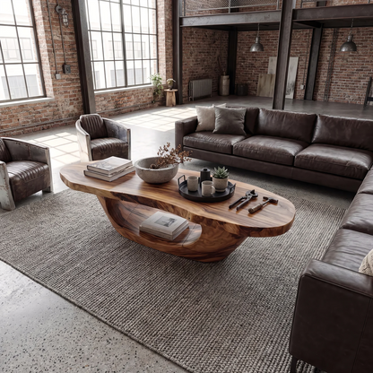 Sculptural Oval Coffee Table with Open Curve Base