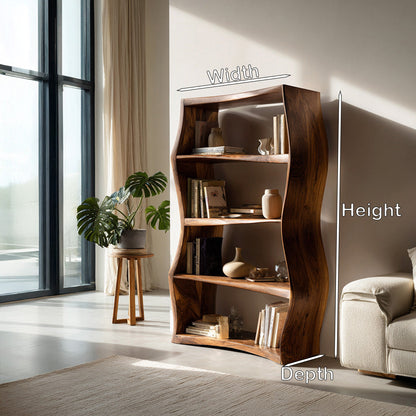 Elegant Natural Wood Bookshelf For Living Room Storage Kitchnce
