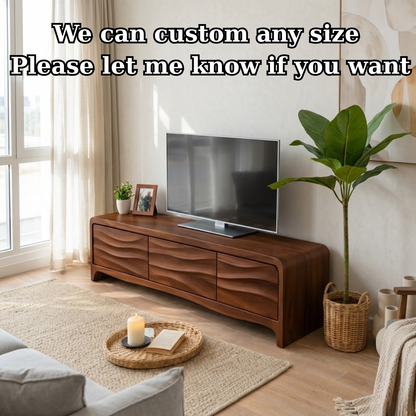 Solid Wood TV Stand with Wave Front Drawers for Modern Living Spaces Kitchnce