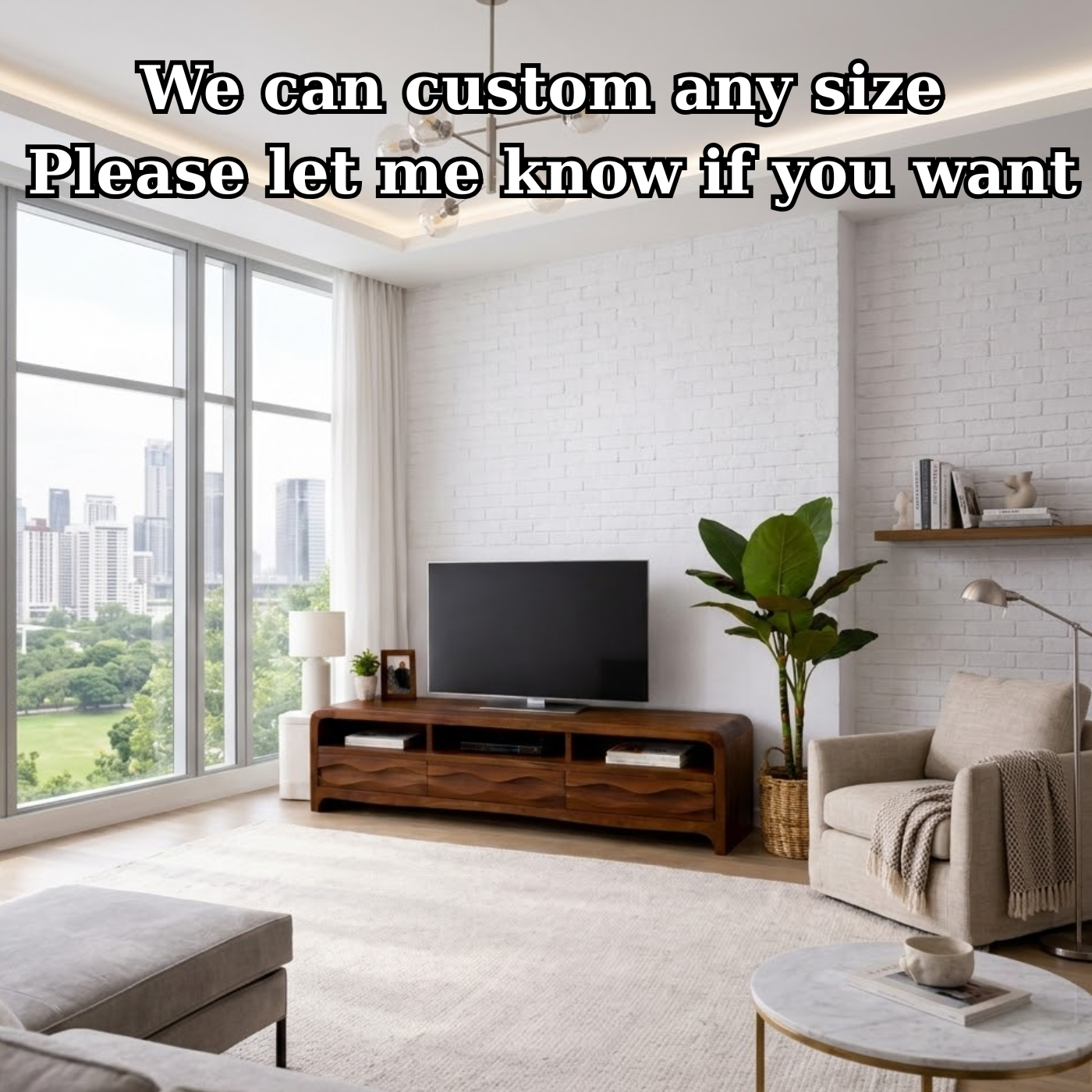 Solid Wood TV Stand with Wave-Front Drawers and Open Shelf for Stylish Living Spaces Kitchnce