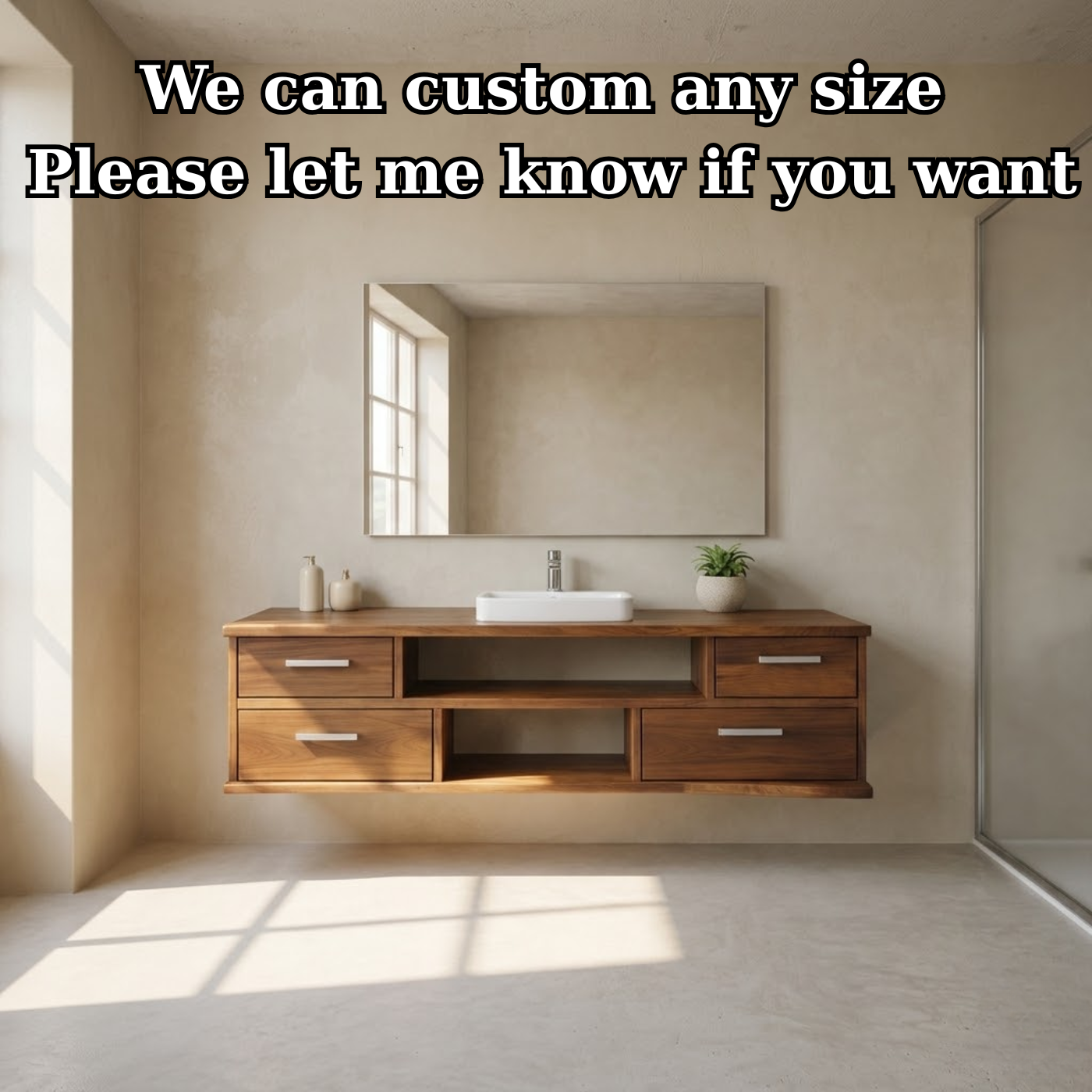 Floating Solid Wood Bathroom Vanity with Drawers and Open Shelf for Modern Bathrooms Kitchnce