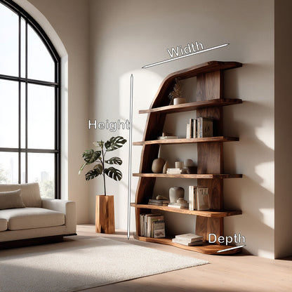 Mid Century Natural Wood Display Bookshelf For Living Room Kitchnce