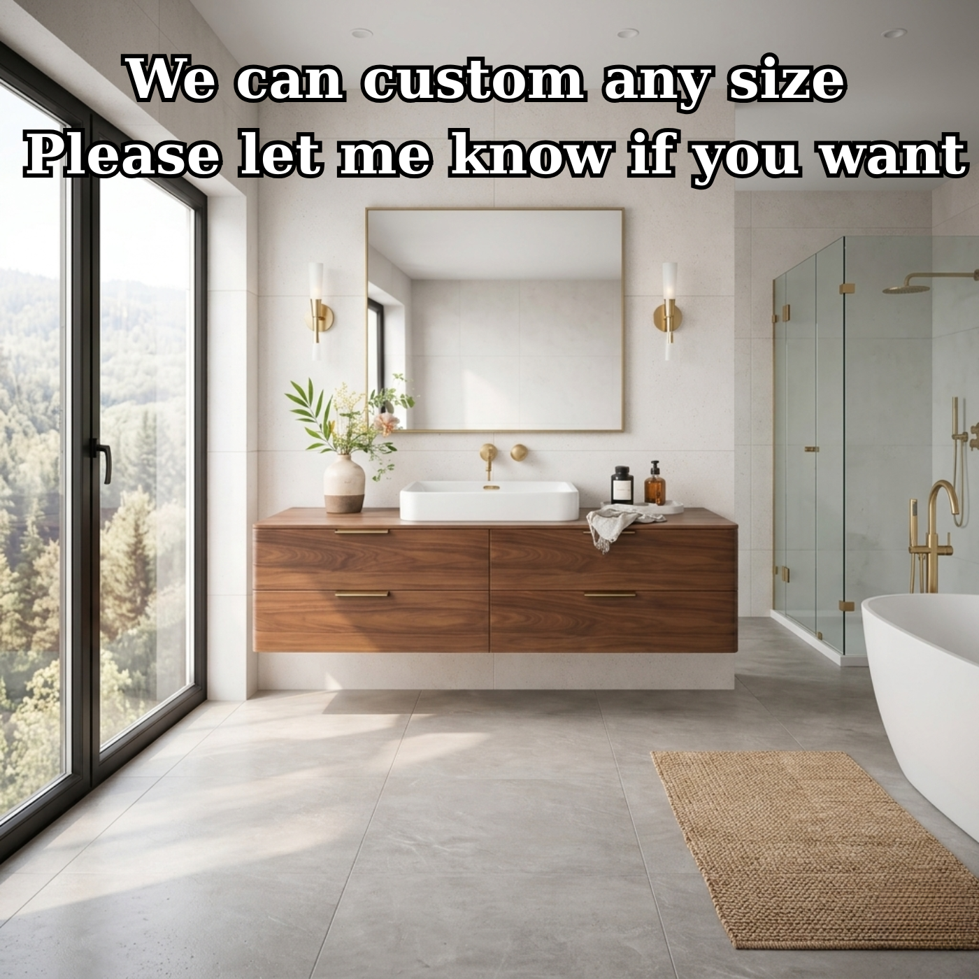 Modern Solid Wood Floating Bathroom Vanity with Four Storage Drawers Kitchnce