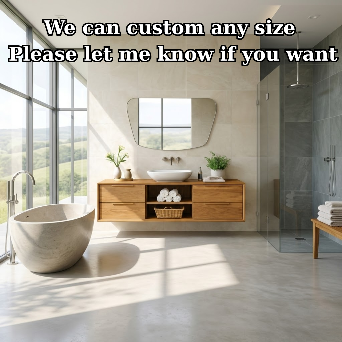 Modern Floating Oak Bathroom Vanity with Open Shelf and Double Drawer Storage Kitchnce