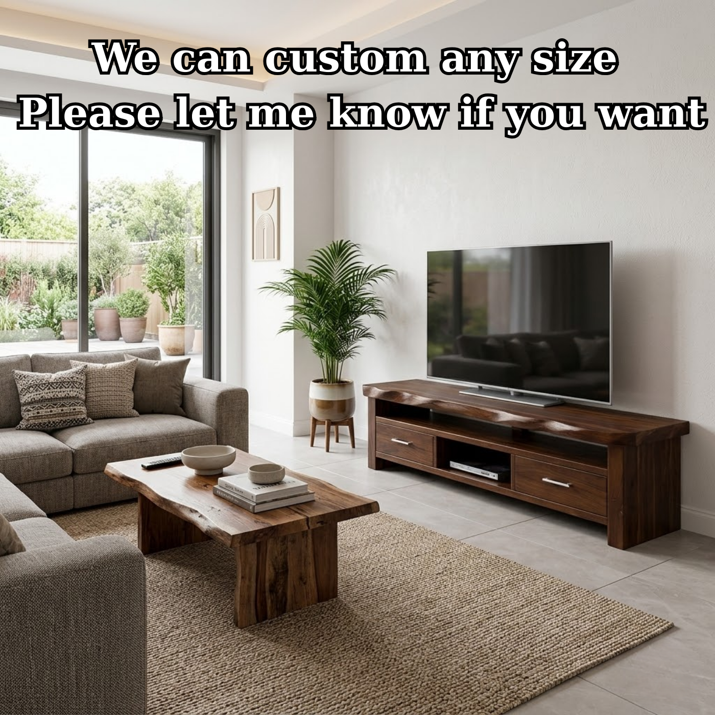 Solid Wood TV Stand with Drawers and Open Media Shelf Kitchnce