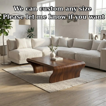 Sculptural Walnut Coffee Table with Curved Design, Modern and Minimalist Living Room Décor Kitchnce