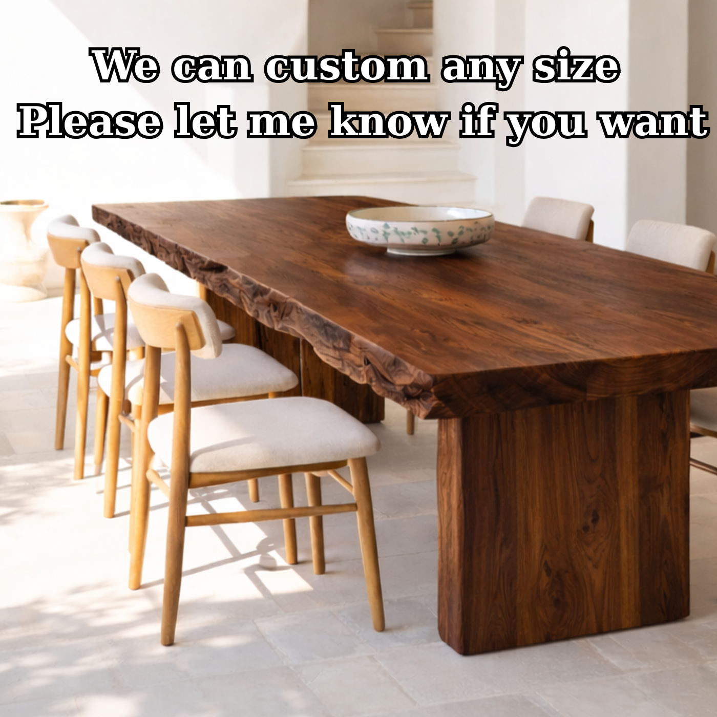 Solid Wood Live Edge Dining Table Handmade Rustic Design