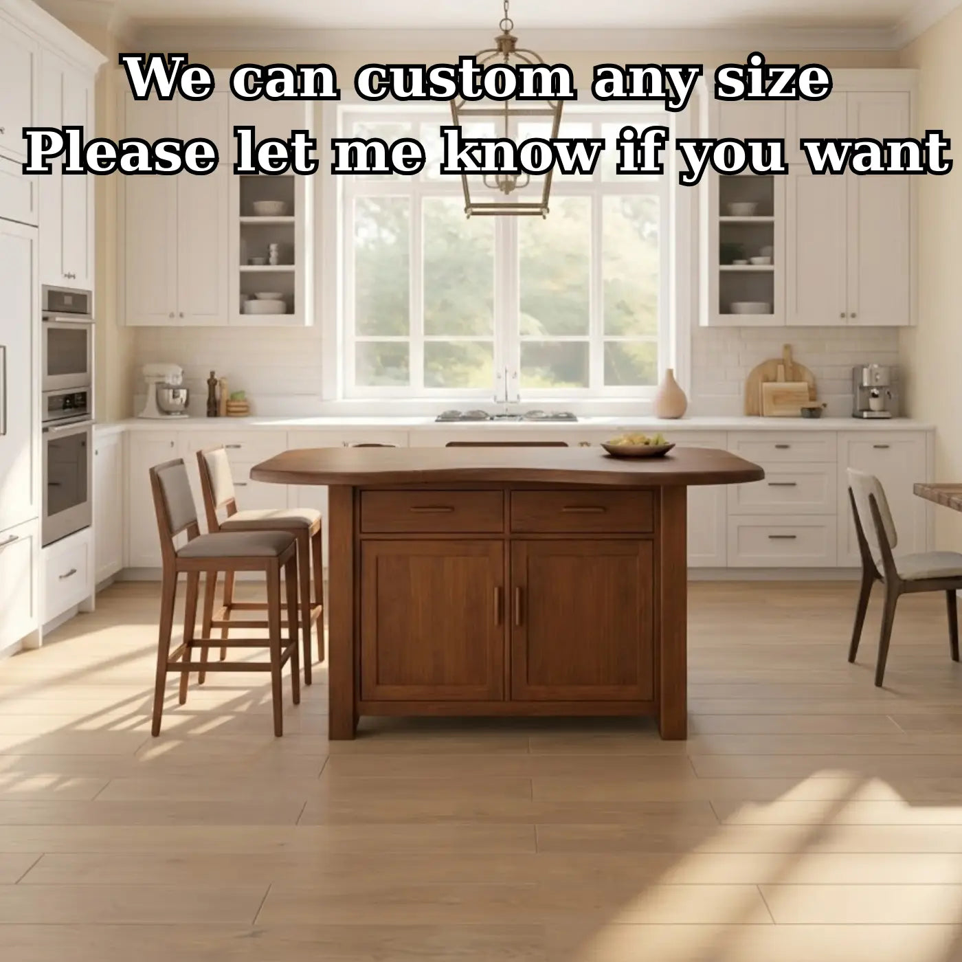 Solid Wood Kitchen Island with Storage Cabinet and Drawers, Walnut Kitchen Prep Table Kitchnce