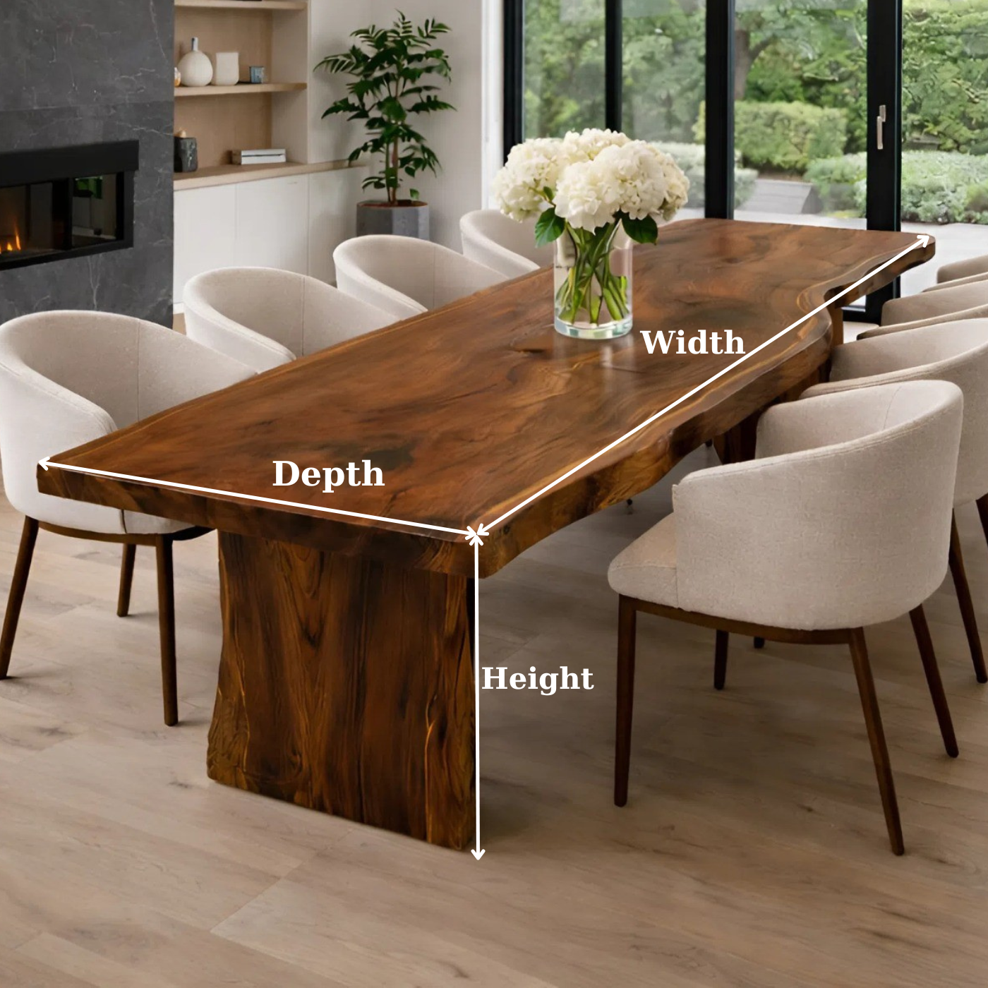 Farmhouse Solid Walnut Live Edge Dining Table for Modern Homes