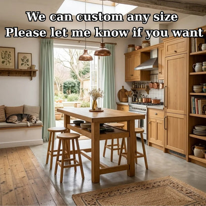 Solid Wood Kitchen Island Table with Open Shelf Storage and Spacious Prep Surface Kitchnce