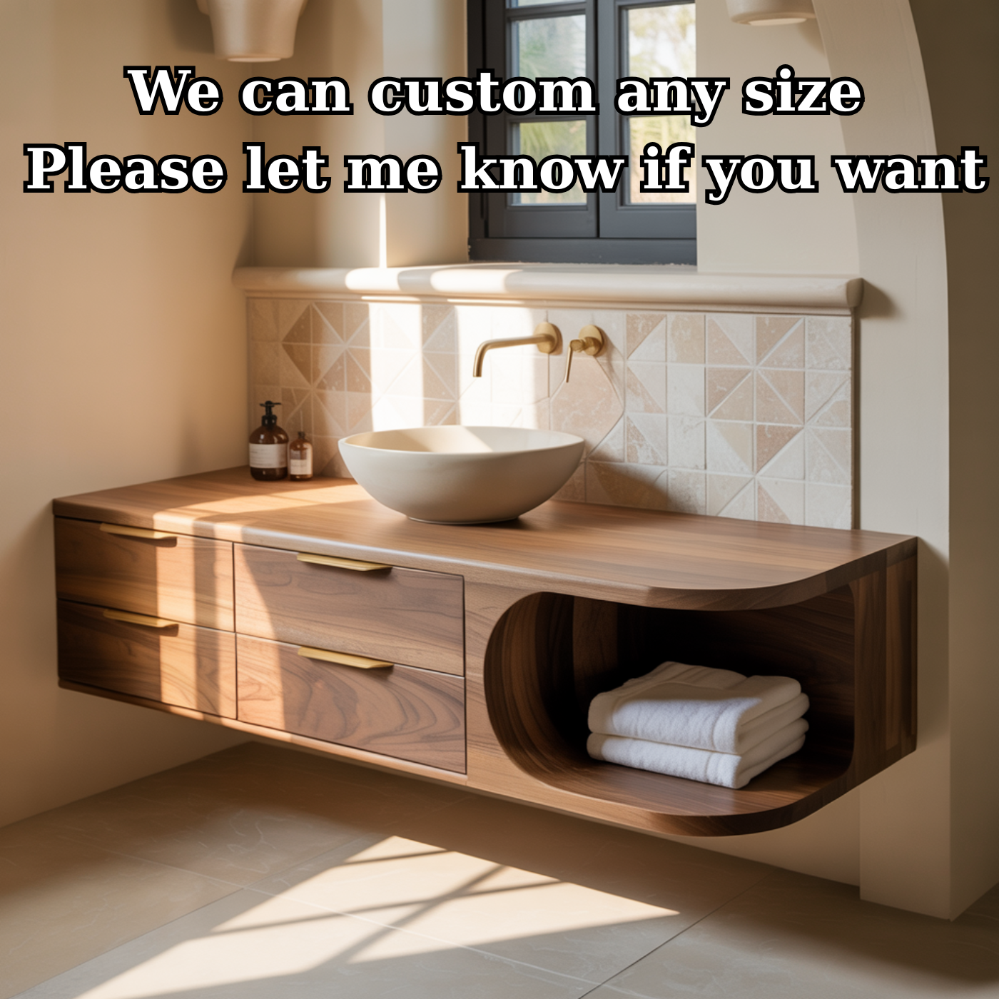 Modern Floating Solid Wood Bathroom Vanity for Minimalist Interiors