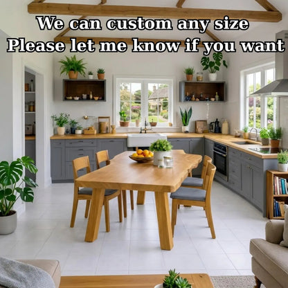 Handcrafted Solid Wood Dining Table with Natural Wood Top Rustic Kitchen Table Kitchnce
