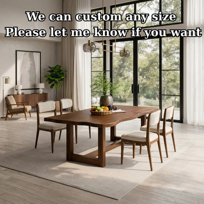 Solid Wood Dining Table with Sculpted Edge Top Modern Wooden Dining Room Table Kitchnce
