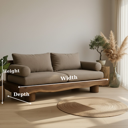 Handcrafted Solid Wood Sofa – Rustic Live Edge Wooden Couch with Modern Minimal Design Kitchnce