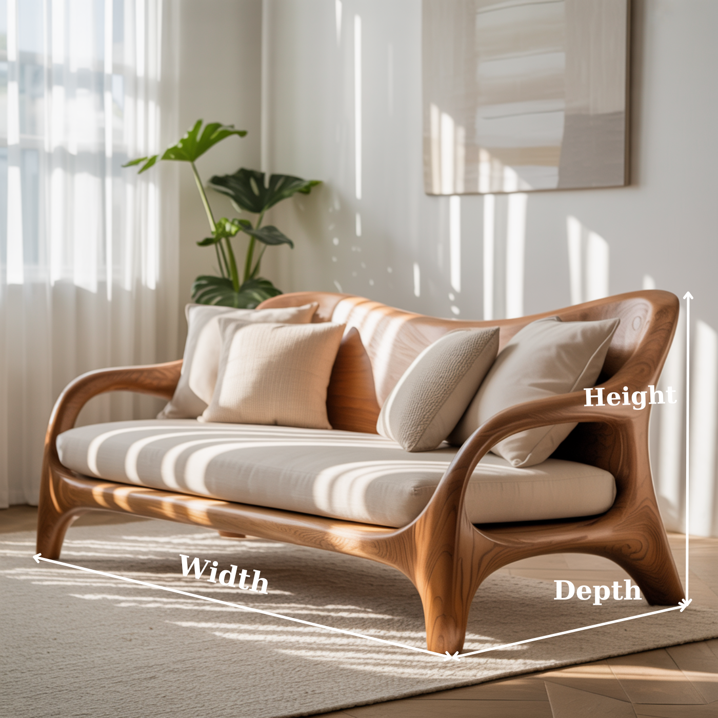 Handcrafted Solid Wood Sofa – Rustic Live Edge Wooden Couch with Modern Minimal Design Kitchnce