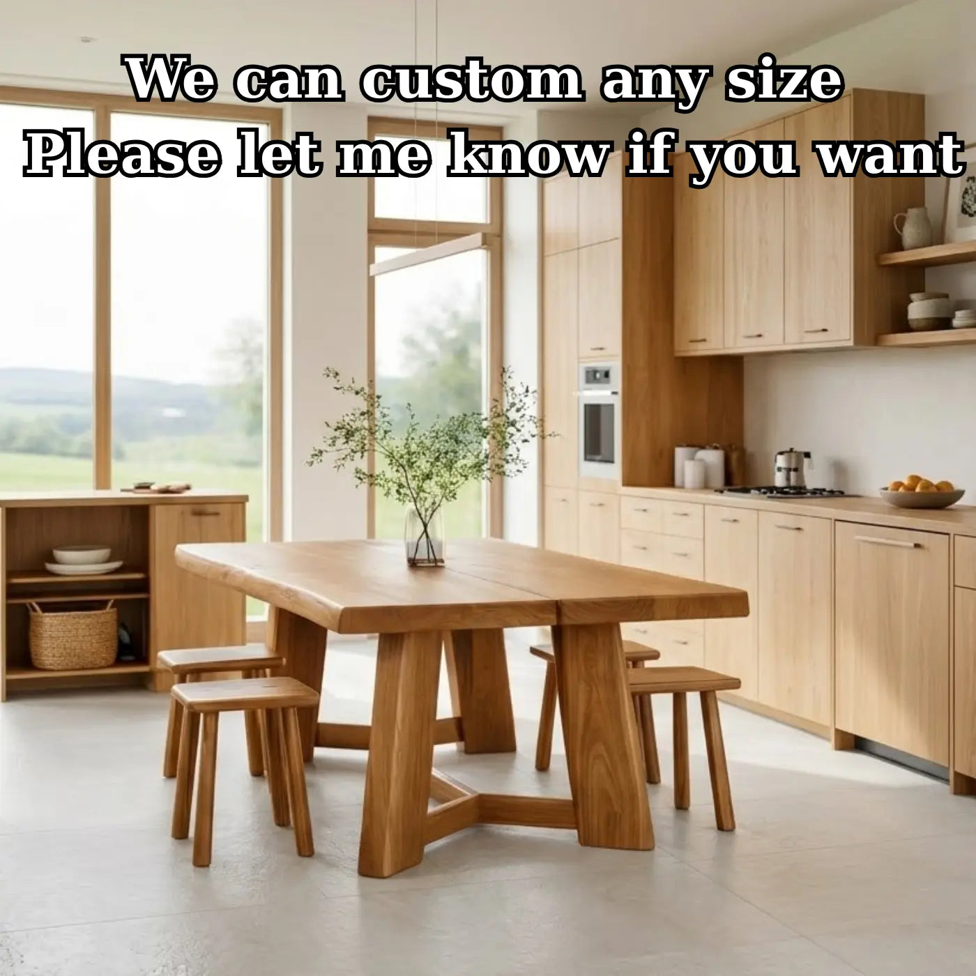 Organic Solid Wood Dining Table with Sculptural Base Modern Kitchen Table Kitchnce