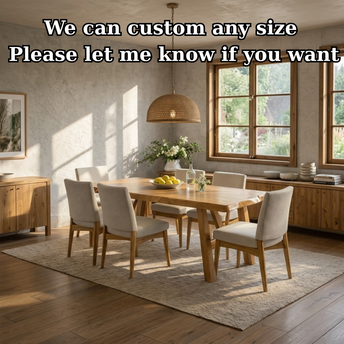 Solid Wood Dining Table for Dining Room with Wooden Legs