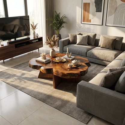 Sculptural Cloud Coffee Table with Cross Base Design