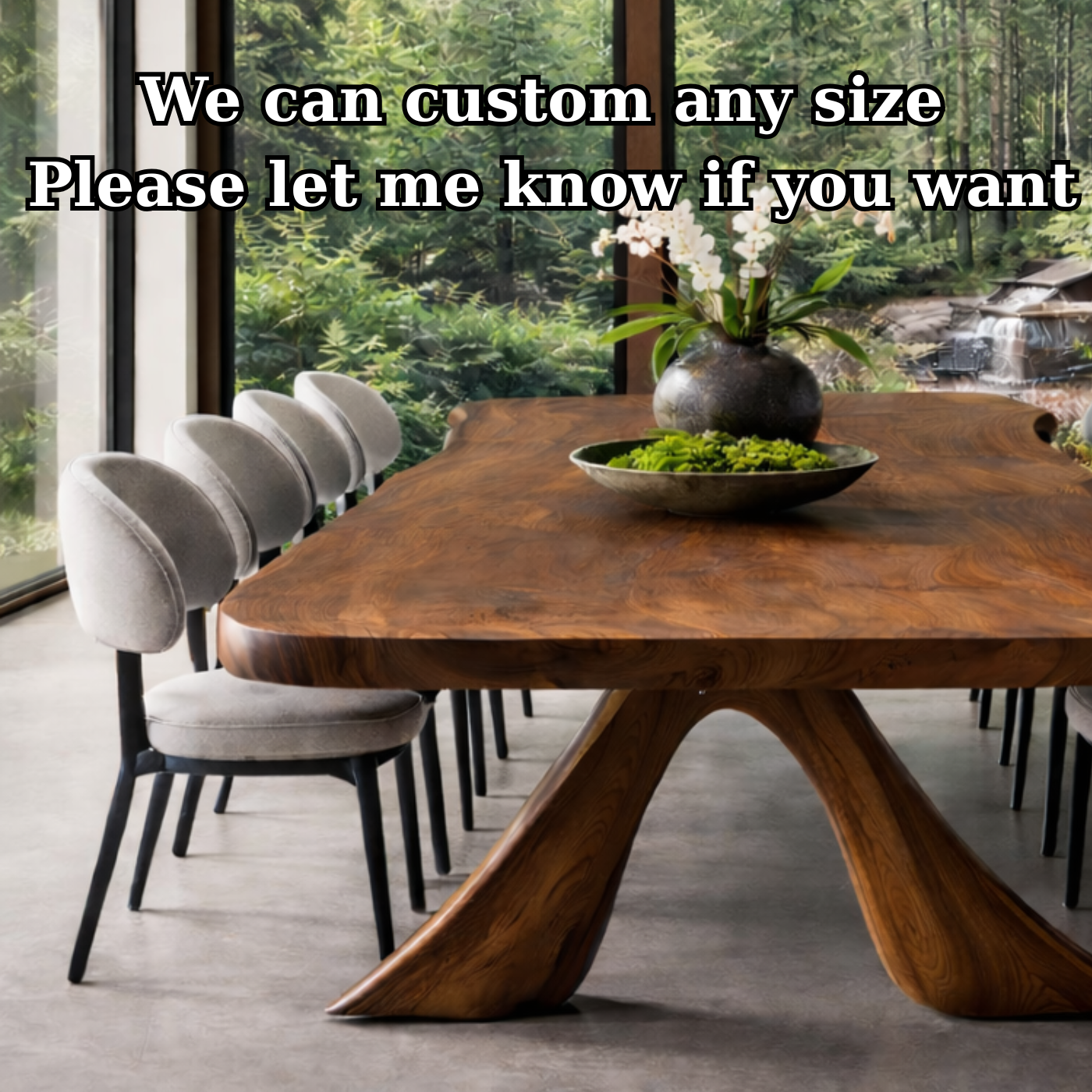 Solid Wood Sculptural Dining Table Organic Modern Design
