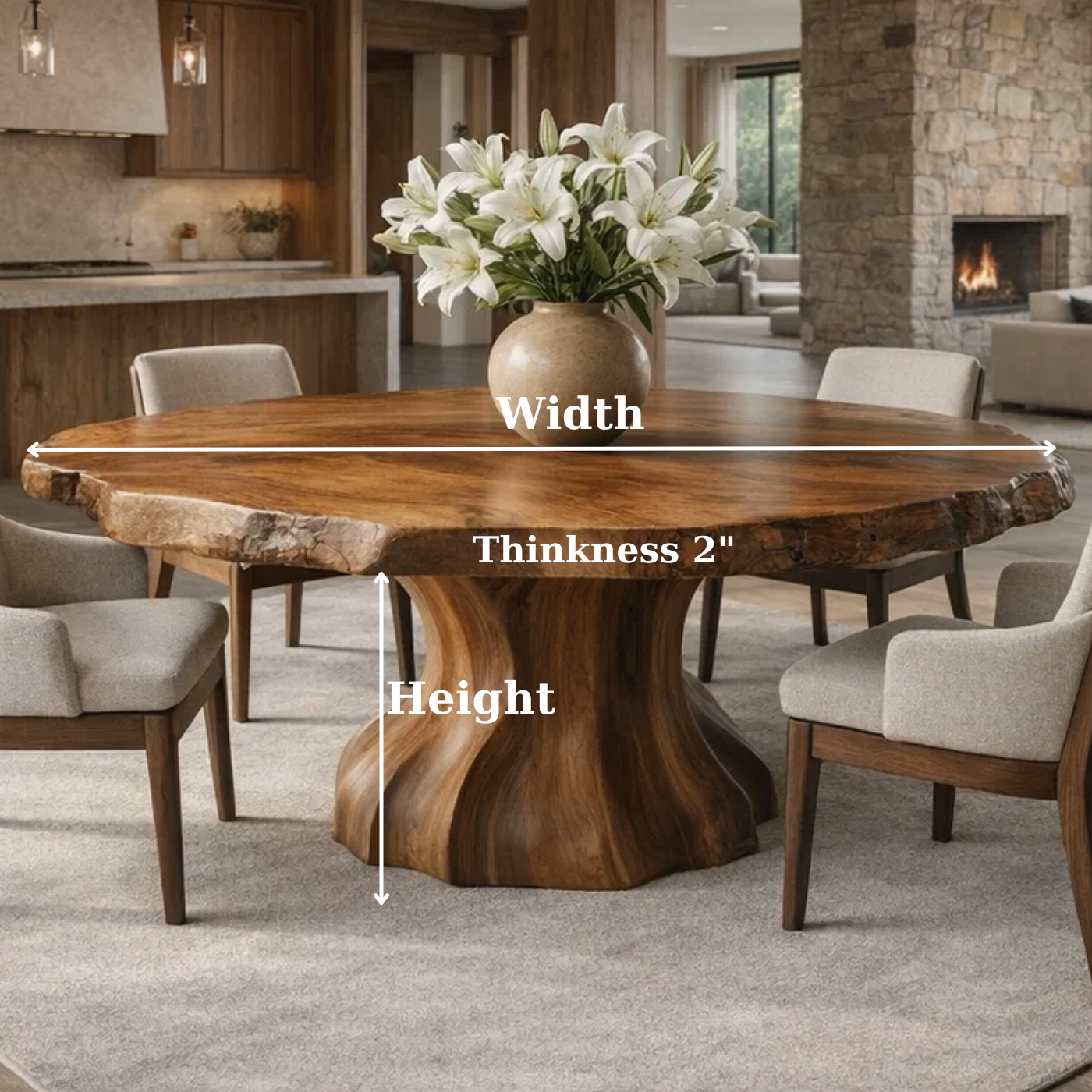 Handcrafted Round Wood Dining Table For Modern Homes