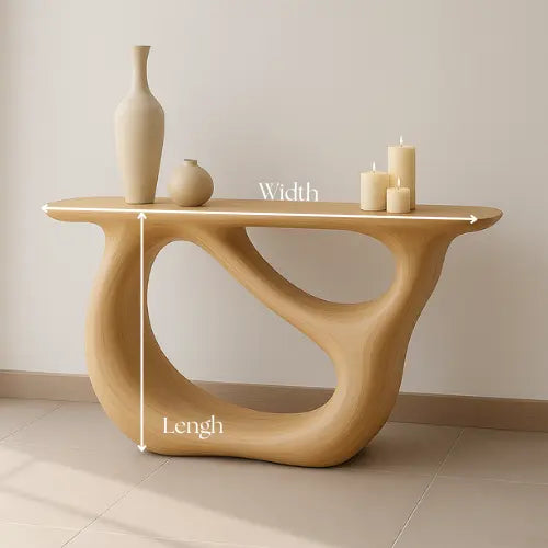 Handcrafted Solid Wood Organic Console Table – Light Oak Flow Design Kitchnce