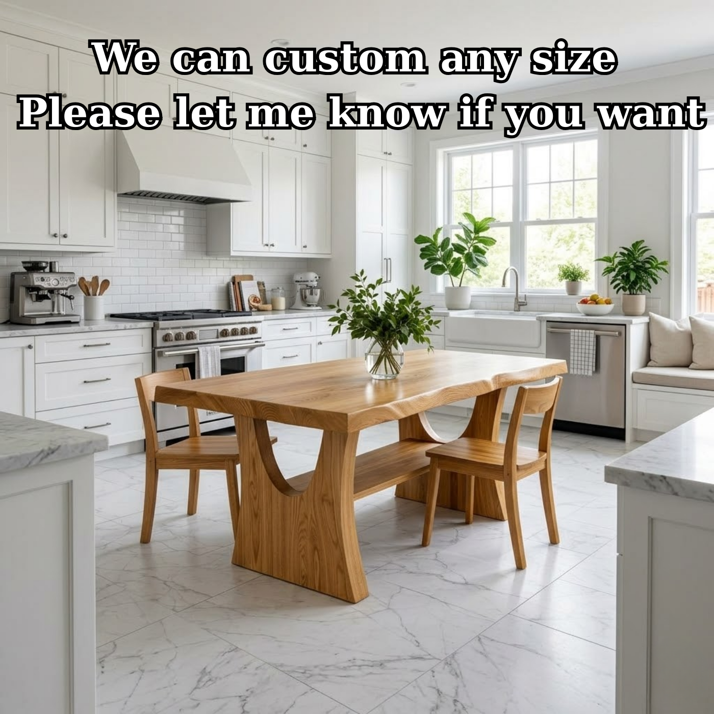 Solid Wood Dining Table with Sculptural Curved Base – Modern Oak Kitchen Table