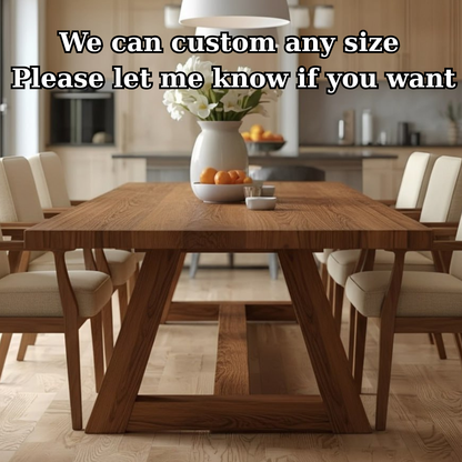 Handcrafted Solid Oak Scandinavian Dining Table, Minimal Modern Kitchen Table
