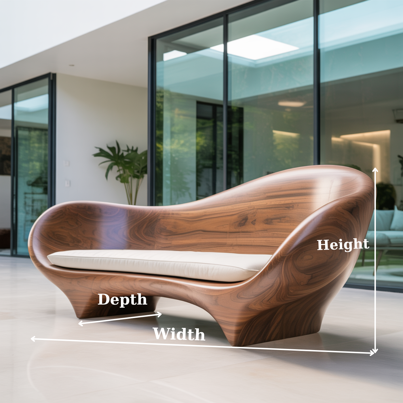 Handcrafted Solid Walnut Sofa – Modern Sculptural Wood Couch with Smooth Organic Curves Kitchnce