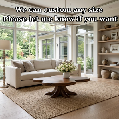 Solid Wood Coffee Table with Sculpted Flower Silhouette and Root Base