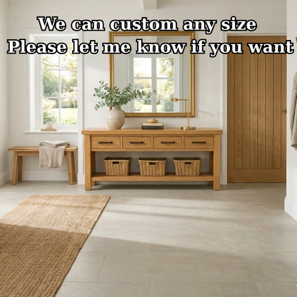 Solid Wood Console Table for Entryway with 4 Drawers and Open Shelf