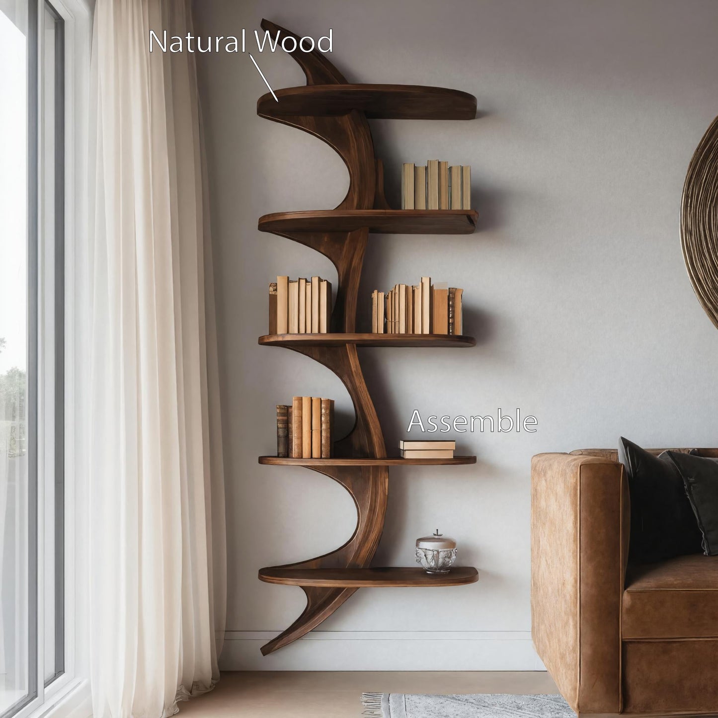 Organic Wall Bookshelf For Living Room Or Bedroom Kitchnce