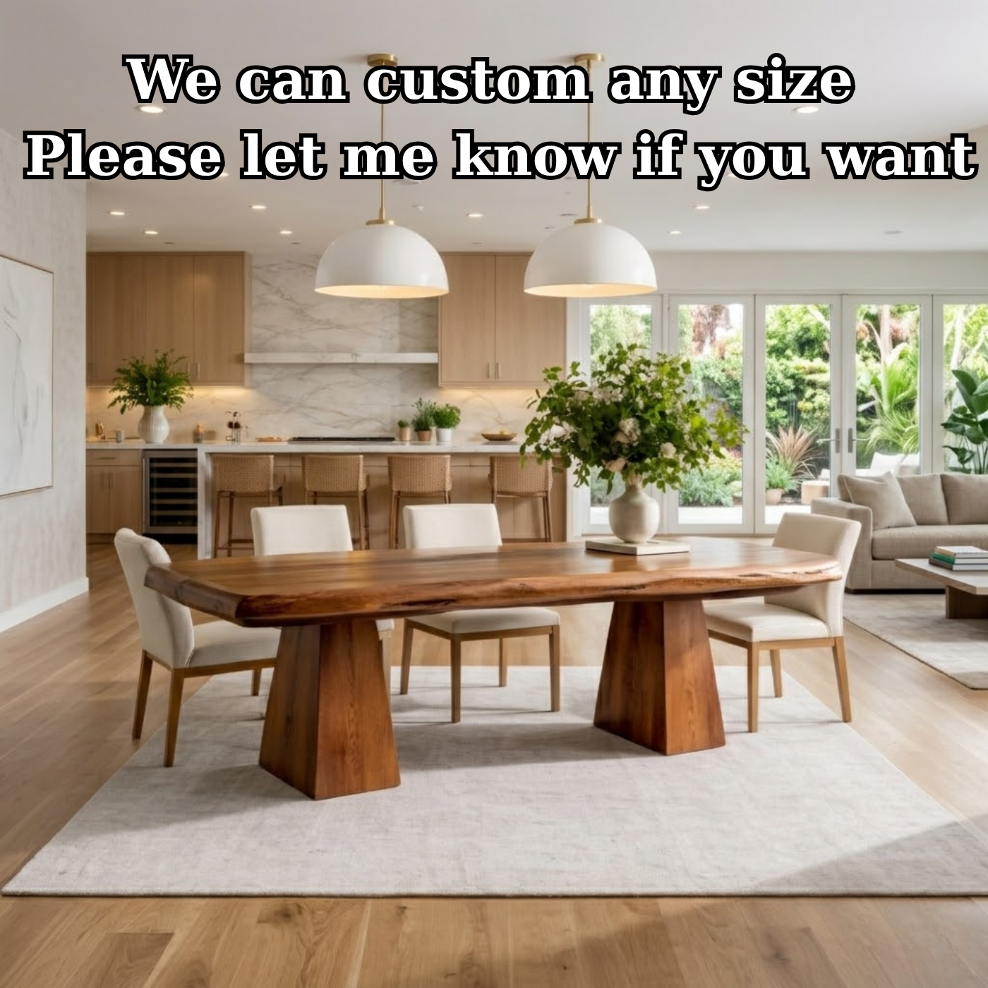 Solid Wood Live Edge Dining Table with Pedestal Base – Rustic Modern Dining Table