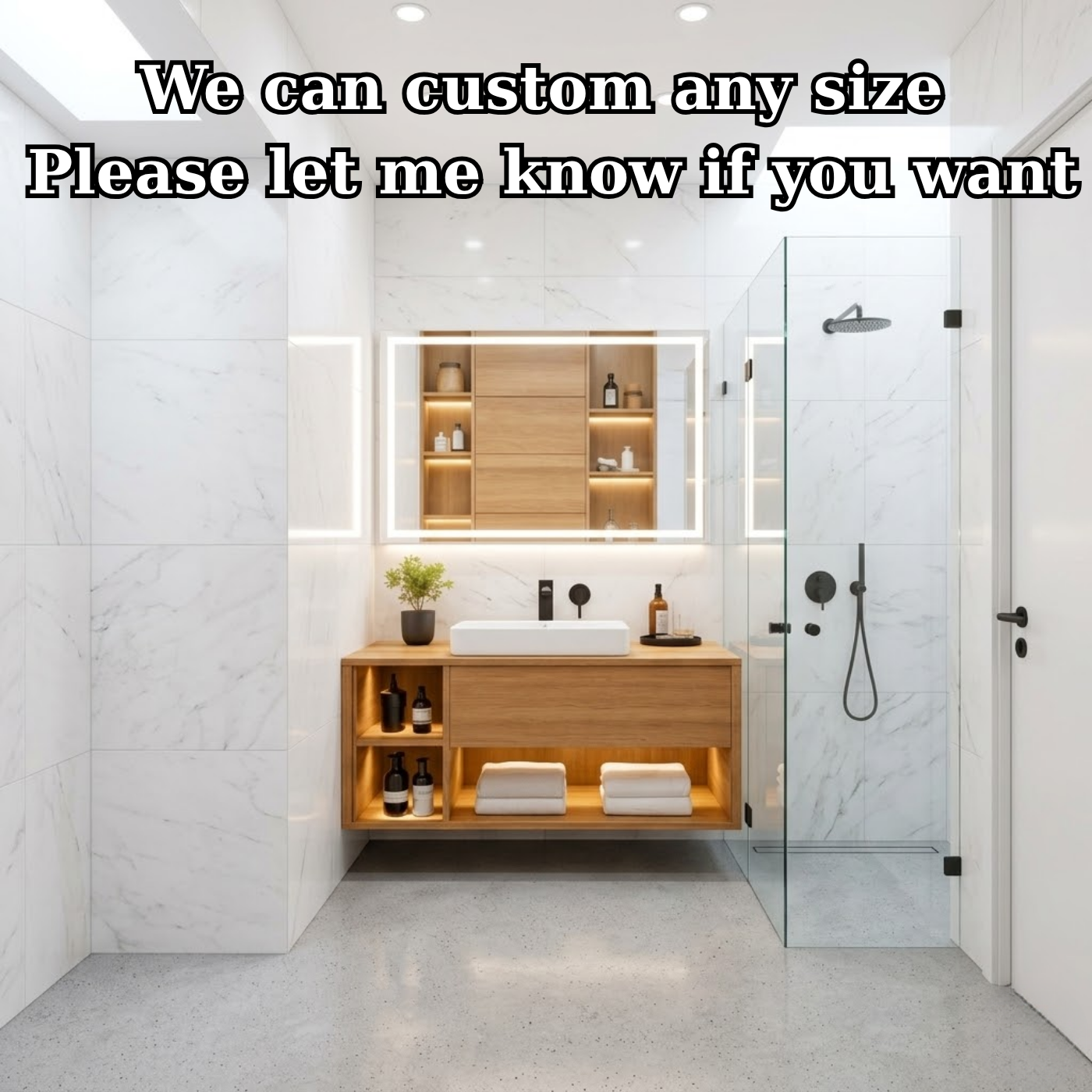 Floating Solid Wood Bathroom Vanity with Drawer and Open Shelves – Modern Minimalist Vanity Cabinet