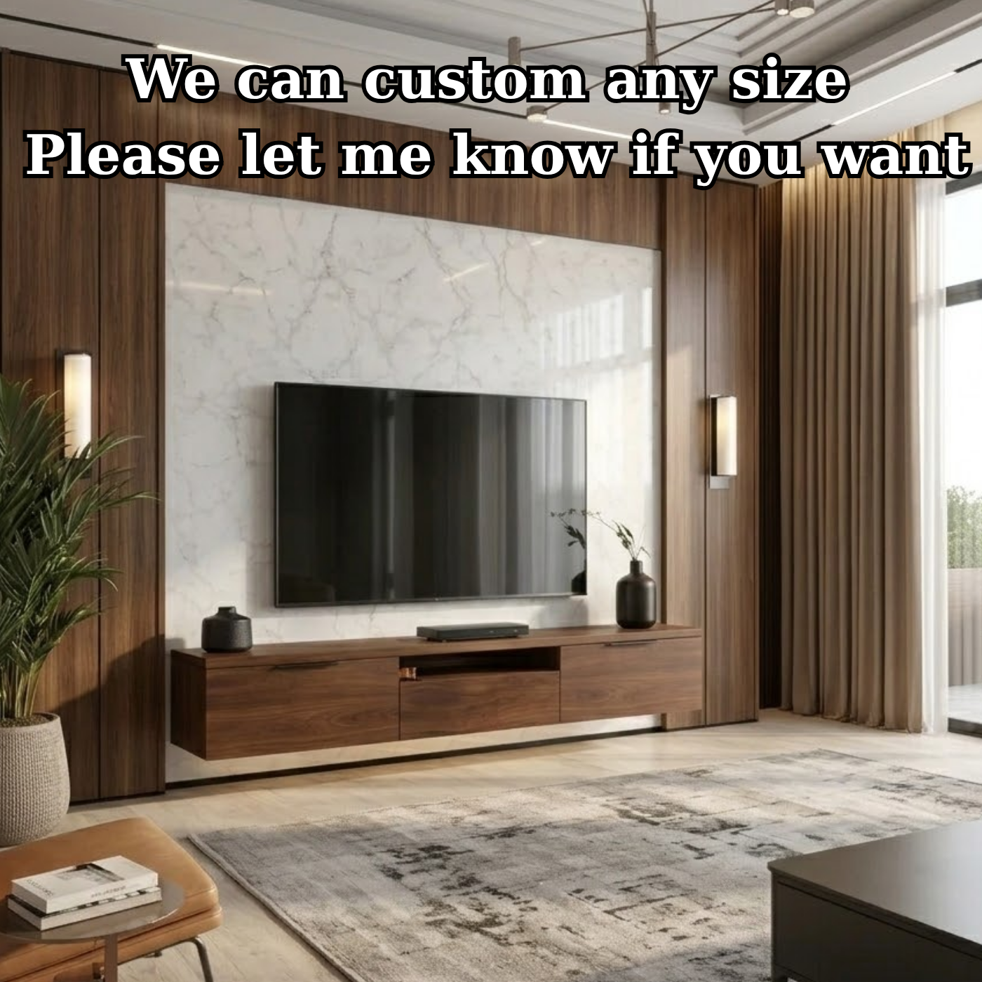 Floating Solid Wood TV Stand with Drawers – Modern Wall Mounted Media Console