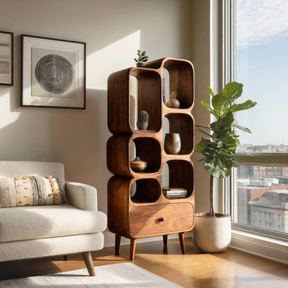 Modern Wood Bookshelf With Open Compartments For Living Decor Kitchnce