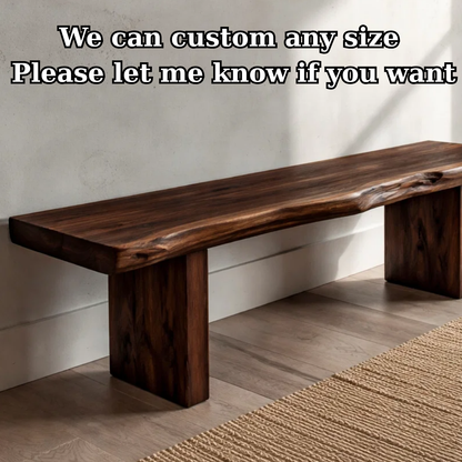 Solid Wood Live Edge Bench – Rustic Natural Wood Entryway Seating Bench