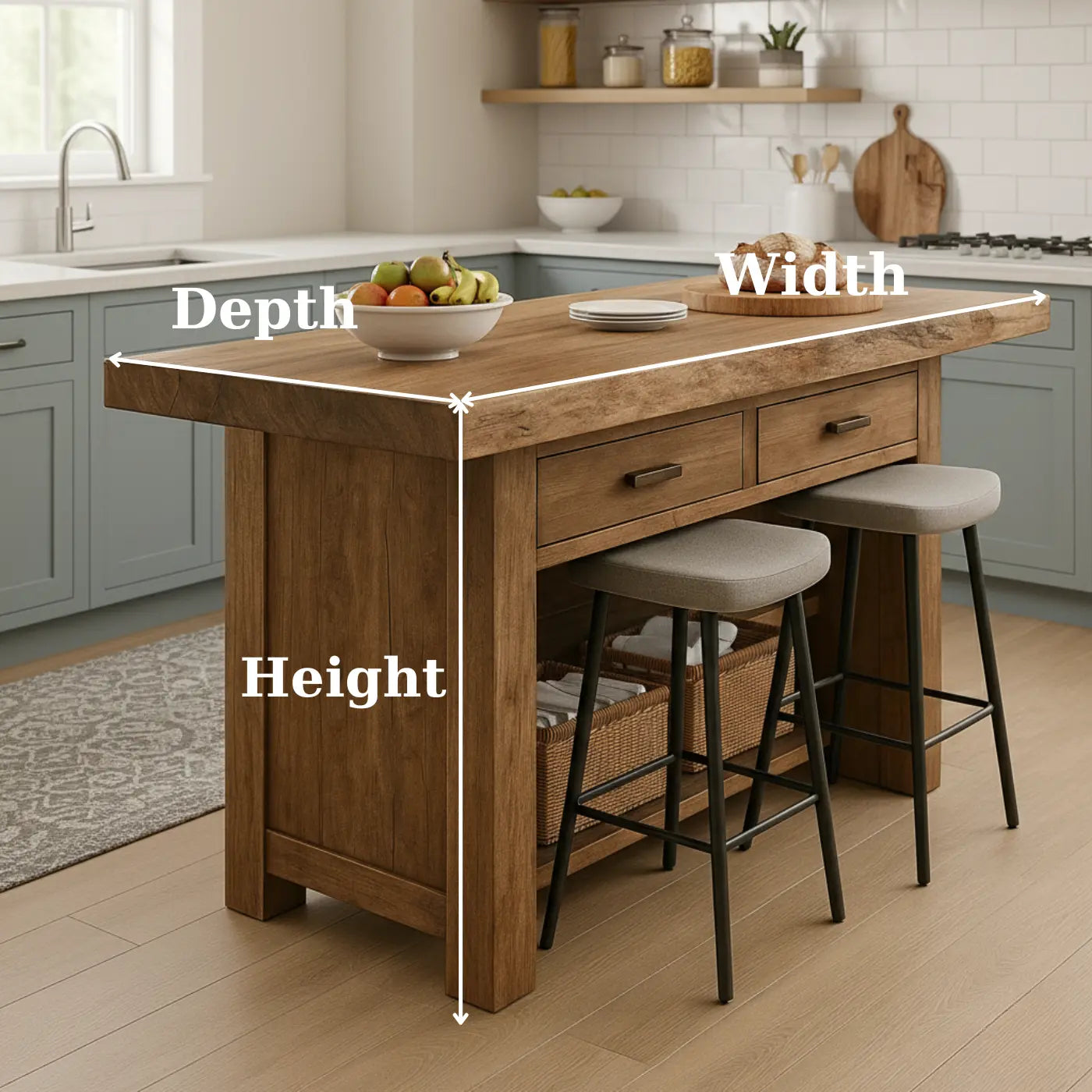 Handcrafted Solid Wood Kitchen Island - Rustic Live-Edge Counter & Storage Kitchnce