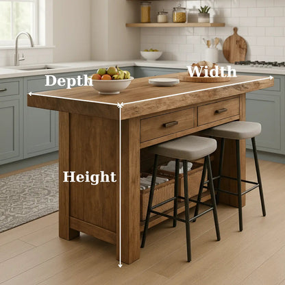 Handcrafted Solid Wood Kitchen Island - Rustic Live-Edge Counter & Storage Kitchnce