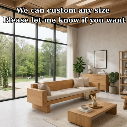 Solid Wood Sofa – Modern Oak Wooden Living Room Sofa