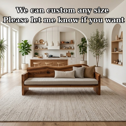 Solid Wood Sofa – Rustic Organic Modern Wooden Bench Sofa