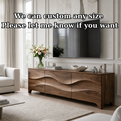 Modern Walnut Wave TV Stand – Sculpted Wood Media Console