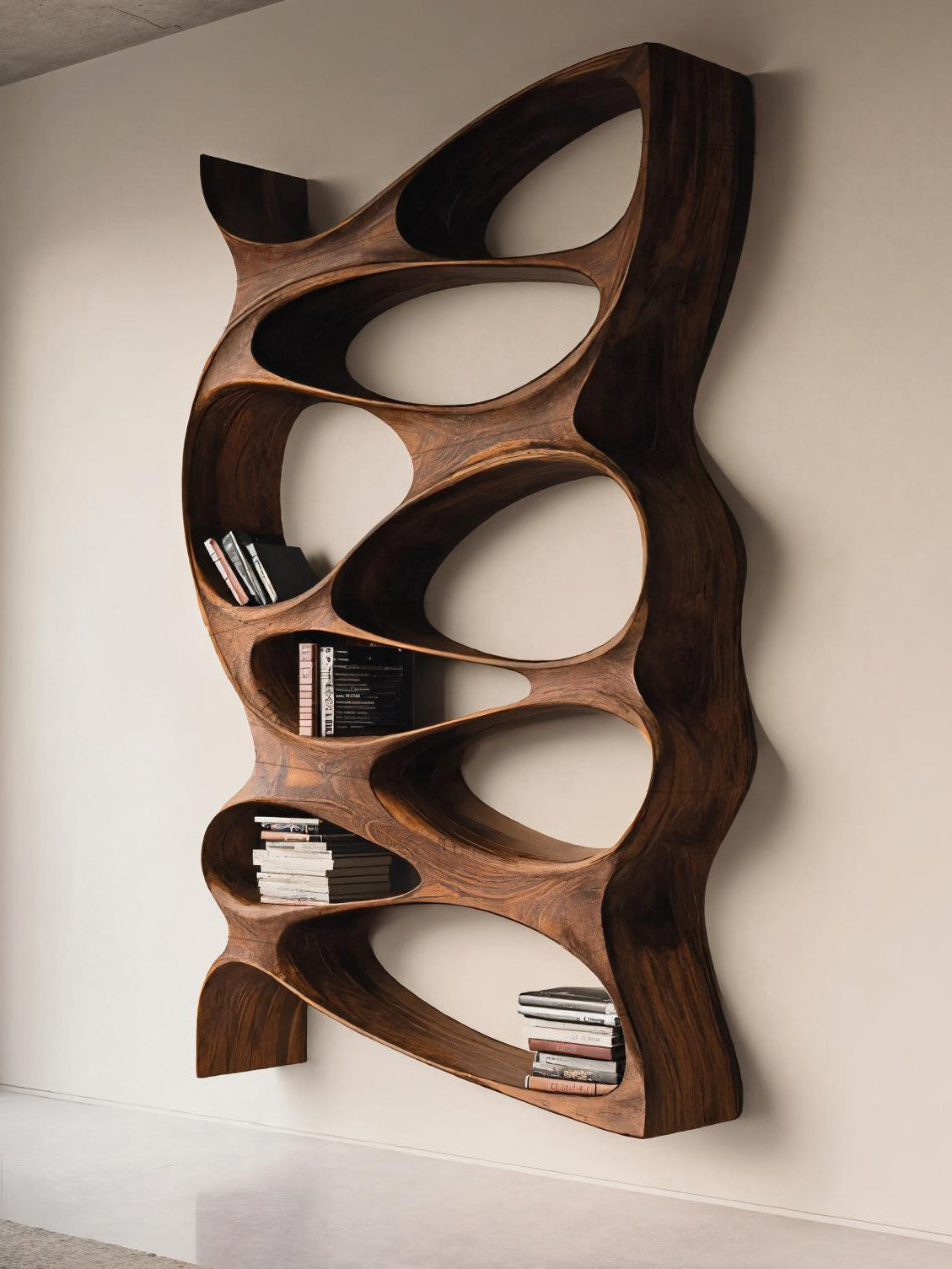Artistic Sculptural Wall Mounted Bookshelf For Living Room Kitchnce
