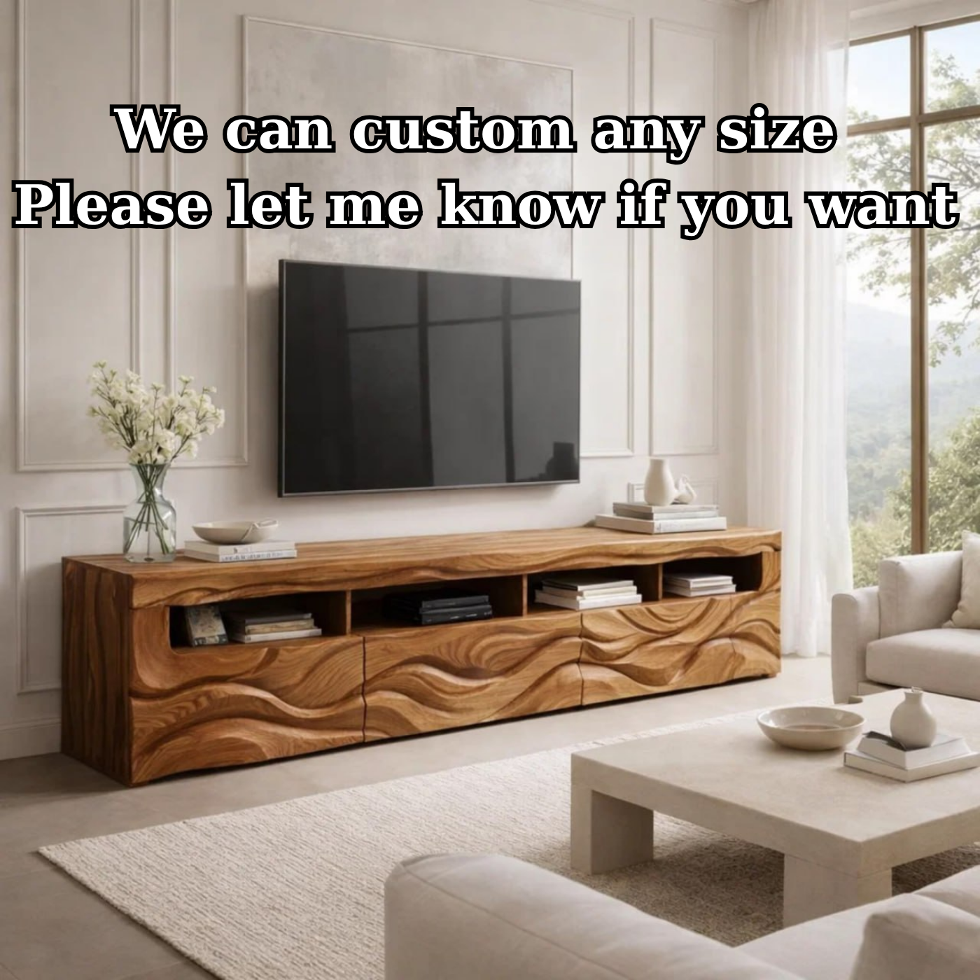 Modern TV Stand with Storage, Wooden Media Console, Entertainment Center for Living Room Decor