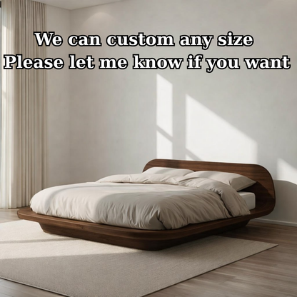 Modern Low Platform Bed Frame, Curved Minimalist Bed, Statement Bedroom Furniture for Home